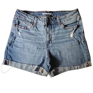 Sonoma for Life Distressed Denim Shorts Faded Blue 8